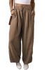 Desert Palm Cotton Linen Drawstring Waist Wide Leg Pants