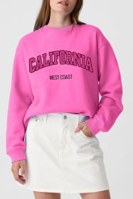 Bonbon CALIFORNIA Letter Graphic Drop Shoulder Sweatshirt (size: (US 4-6)S)
