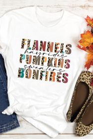 White Flannels Hayrides Pumpkins Bonfires Graphic Tee (size: (US 8-10)M)