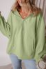 Smoke Green Half Zipper Kangaroo Pockets Drop Shoulder Hoodie