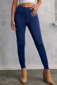 Ashleigh Casual Blue Back Pocket Stretchy Denim Leggings (size: (US 8-10)M)