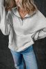 Light Grey Zip-up Stand Neck Kangaroo Pocket Sweatshirt