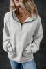 Light Grey Zip-up Stand Neck Kangaroo Pocket Sweatshirt