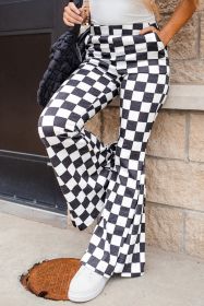 Black Checkered High Rise Flared Pants (size: (US 4-6)S)