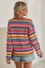 Rose Red Ethnic Wavy Pattern Drop Shoulder Knit Top