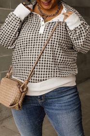 Black Plus Size Two Tone Contrast Collared Pullover Sweatshirt (size: (US 22W-24W)3X)