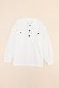 White Plus Size Long Sleeve Flap Pocket Henley Top