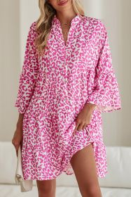 Bright Pink Leopard Print Flounce Sleeve Mini Dress (size: (US 4-6)S)