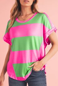 Green & Rosy Colorblock Exposed Seam Tee (size: (US 4-6)S)