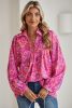 Bonbon Abstract Print Loose Fit Collared V Neck Babydoll Blouse