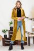 Yellow Velvet Elegant Open Front Pocket Long Cardigan