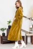Yellow Velvet Elegant Open Front Pocket Long Cardigan