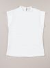 White Wavy Textured Mock Neck Cap Sleeve Top