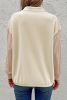Beige Half Zip Textured Sleeve Drop Shoulder Sweatshirt