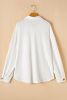 White Solid Corded Drop Shoulder Plus Size Shacket