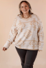 Apricot Plus Size Geometric Print Drop Sleeve Sweater
