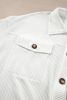 White Solid Corded Drop Shoulder Plus Size Shacket