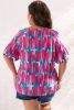 Rose Plus Abstract Ruffle Sleeve Button V Neck Blouse