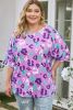 Purple Leopard Print Plus Size Short Sleeve Tee