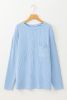 Myosotis Plus Size Ribbed Textured Pocketed Long Sleeve Top