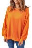 Blank Sweatshirt - Orange Solid Color Casual Pullover Sweatshirt Customized