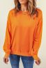 Blank Sweatshirt - Orange Solid Color Casual Pullover Sweatshirt Customized