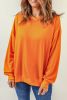 Blank Sweatshirt - Orange Solid Color Casual Pullover Sweatshirt Customized