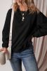 Black Solid Color Drop Shoulder Terry Sweatshirt