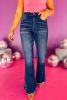 Dirty Blue Distressed Hem Plus Size Flared Jeans