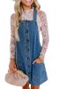 Dusk Blue Wide Strap Button Front Pocketed Denim Short Dress