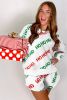 White Christmas HO HO HO Print Drop Shoulder Pullover and Shorts Set