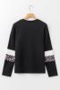 White Leopard Colorblock Patchwork Crew Neck Top