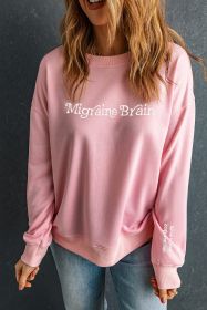 Migraine Brain (Listen To Your Body And Rest) Pink Graphic Sweatshirt (size: (US 4-6)S)