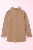 Khaki Casual Textured Button Front Oversized Knit Shacket