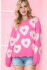 Bonbon Pearl Beaded Heart Drop Shoulder Sweater