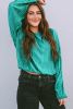 Verdant Solid Color Textured Puff Sleeve Blouse