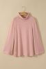 Pink Stripe Cowl Neck Side Slits Loose Fit Long Sleeve Top