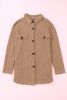 Khaki Casual Textured Button Front Oversized Knit Shacket