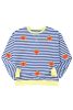 Blue Stripe Glitter Halloween Pumpkin Print Oversized Sweatshirt