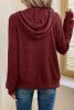 Red Dahlia Ribbed Zip Front Drawstring Hoodie