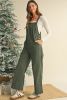 Jungle Green Plain Pocketed Loose Fit Corduroy Overalls