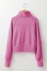 Bonbon Zip Up Stand Collar Ribbed Thumbhole Sleeve Sweatshirt