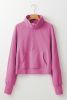Bonbon Zip Up Stand Collar Ribbed Thumbhole Sleeve Sweatshirt