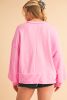 Sachet Pink Plain Drop Sleeve Henley Sweatshirt