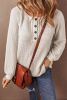 Oatmeal Waffle Knit Raglan Sleeve Loose Henley Top
