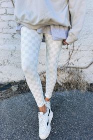 Gray Checkered Pattern High Waist Skinny Leggings (size: (US 4-6)S)
