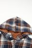 Blue Snap Button Sherpa Lined Hooded Flannel Jacket