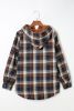 Blue Snap Button Sherpa Lined Hooded Flannel Jacket