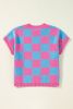 Sachet Pink Colorblock Checkered Knit Dolman Tee