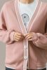 Pink Side Pockets V Neck Button Down Preppy Sweatshirt Cardigan